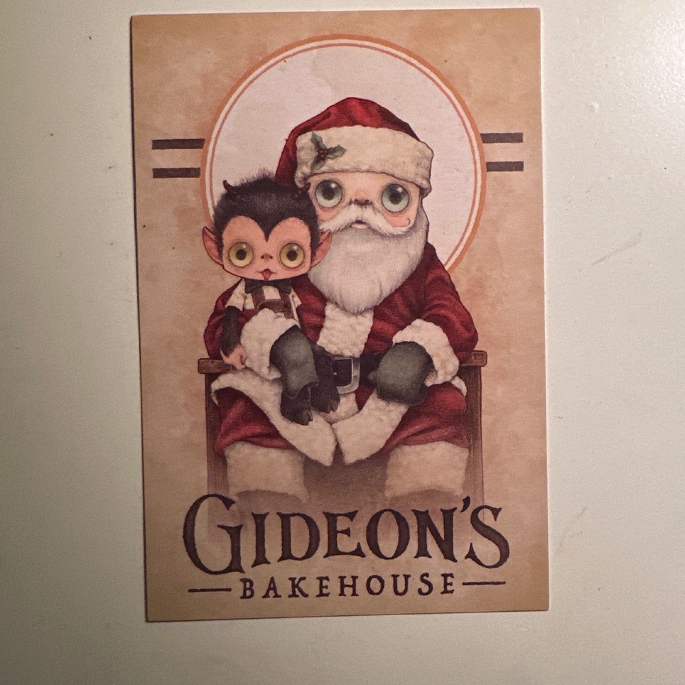 Gideon’s Bakehouse Santa December menu card